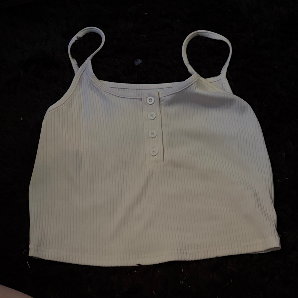 SHEIN Cream Buttoned Crop Top